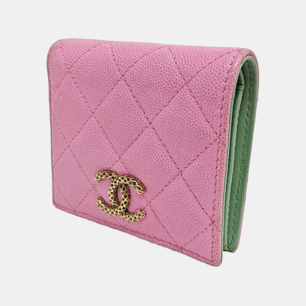 Quilted Grained Calfskin Wallet Purple