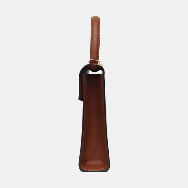 Coated Canvas Top Handle Bag Brown
