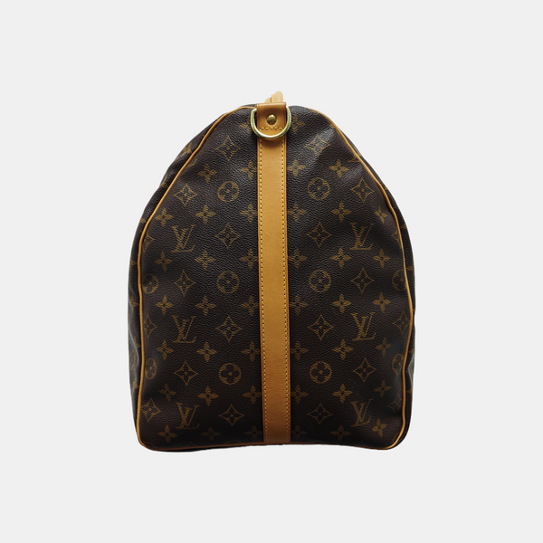 KEEPALL 60 Monogram Coated Canvas Brown