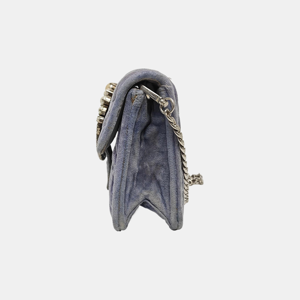 Velvet Shoulder Bag Blue