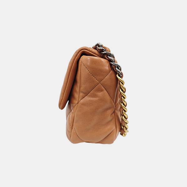 CHANEL 19 Small Quilted Lambskin Brown