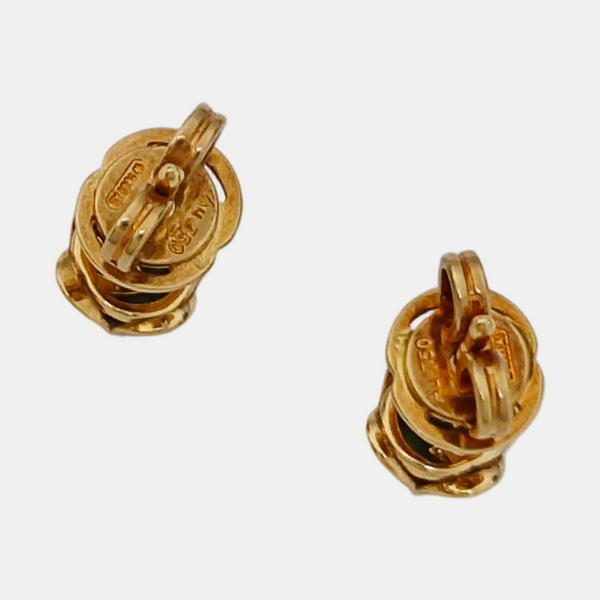 18k Gold Green Stud Earrings