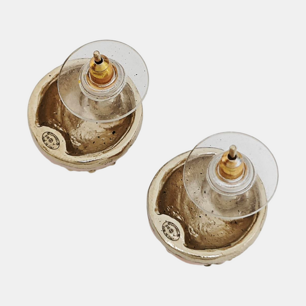 Metal Red Stud Earrings