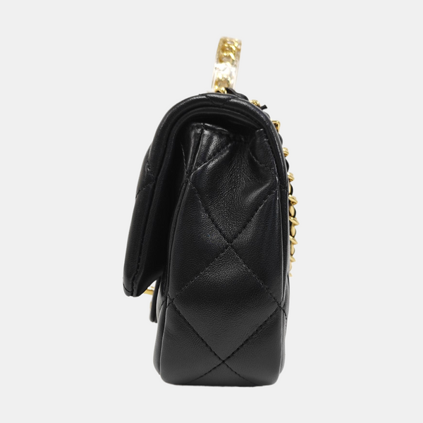Quilted Lambskin Shoulder Bag Mini Black