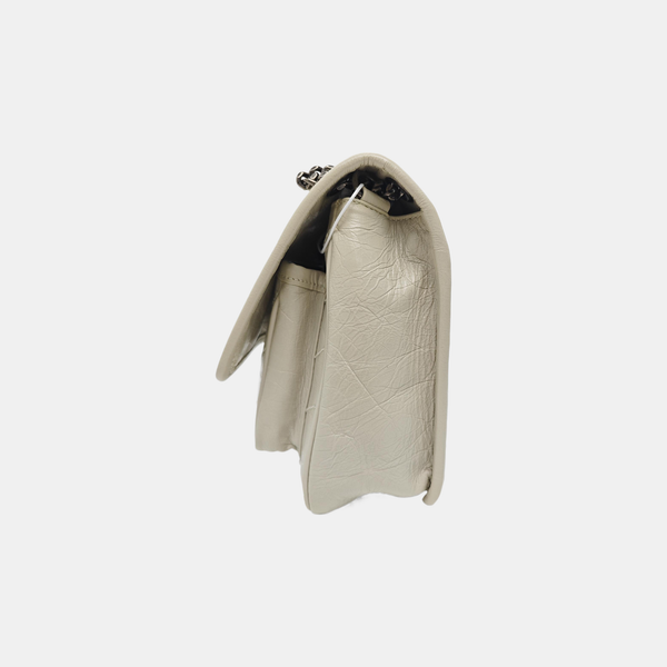 NIKI Small Chevron Calfskin White