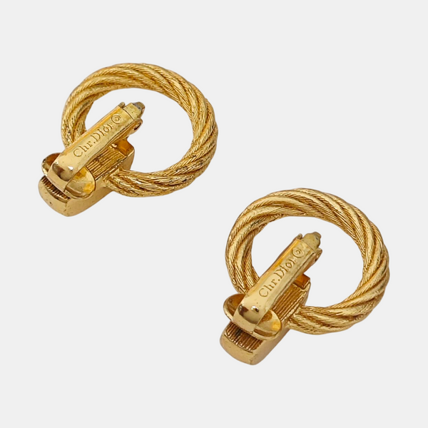 Twist Round Metal Gold Clip On Earrings