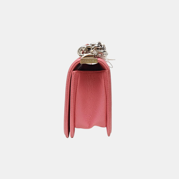 BOY CHANEL Small Chevron Grained Calfskin Pink