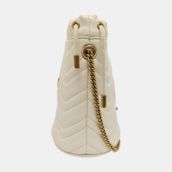 GG Marmont Mini Quilted Calfskin White