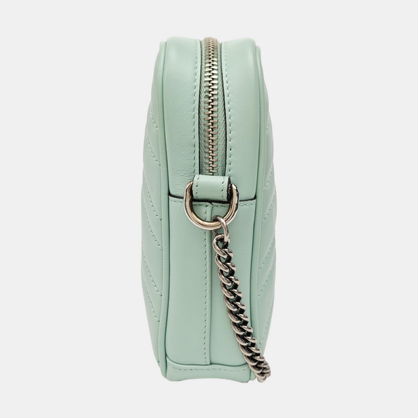GG Marmont Mini Chevron Calfskin Green