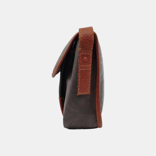 Coated Canvas Crossbody Bag Brown
