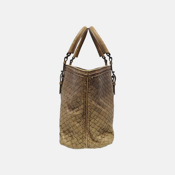 Lambskin Top Handle Bag Brown