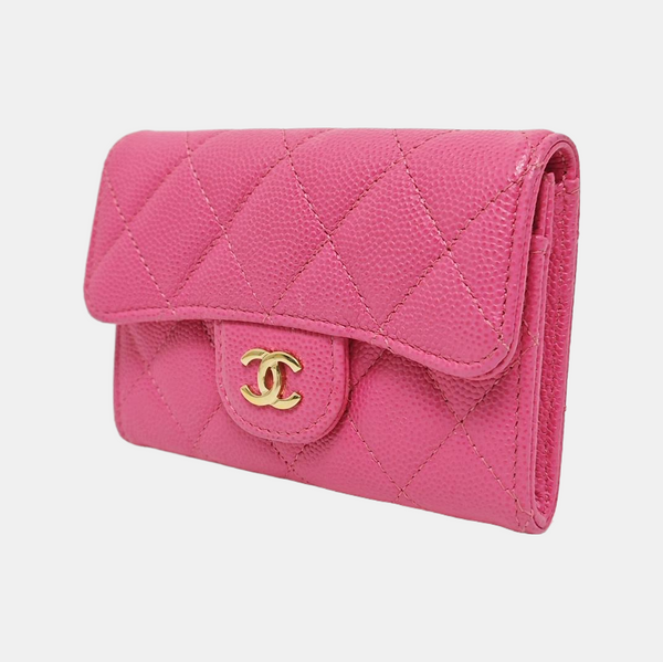 CLASSIC FLAP Quilted Grained Calfskin Pink Wallet