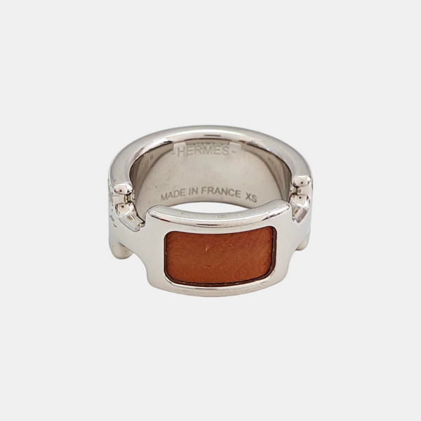 Clic H Leather Silver Ring EU 50