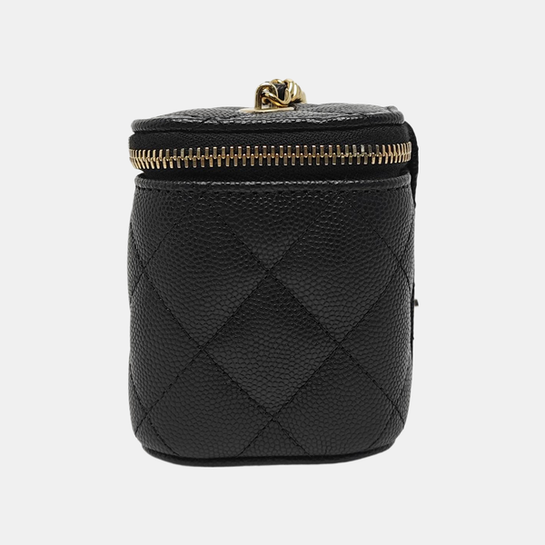 VANITY CASE Mini Quilted Grained Calfskin Black
