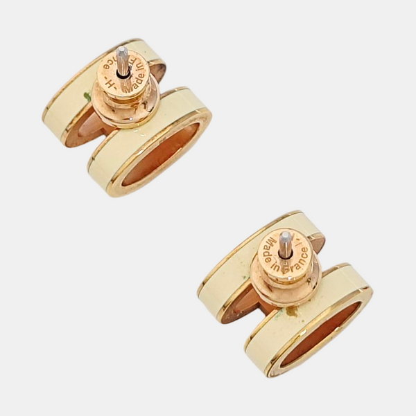 Pop H Metal Rose Gold Stud Earrings