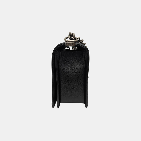 BOY CHANEL Large Quilted Grained Calfskin Black