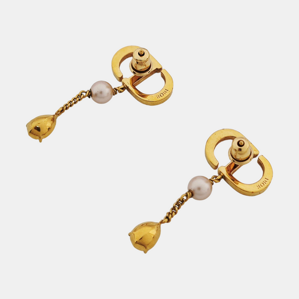 Petit CD Metal Gold Stud Earrings