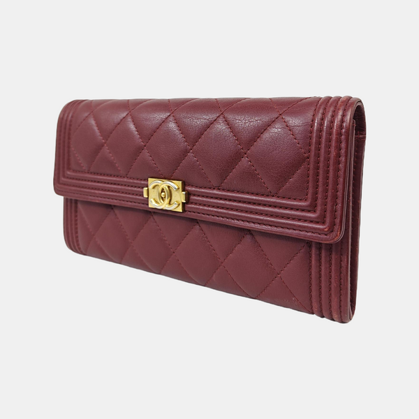 BOY CHANEL Mini Quilted Calfskin Red Wallet