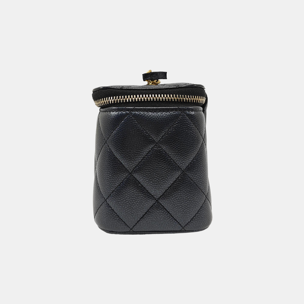 VANITY CASE Small Quilted Grained Calfskin Black