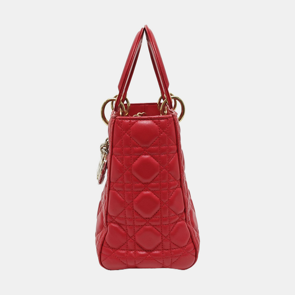 Lady Dior Medium Cannage Lambskin Red