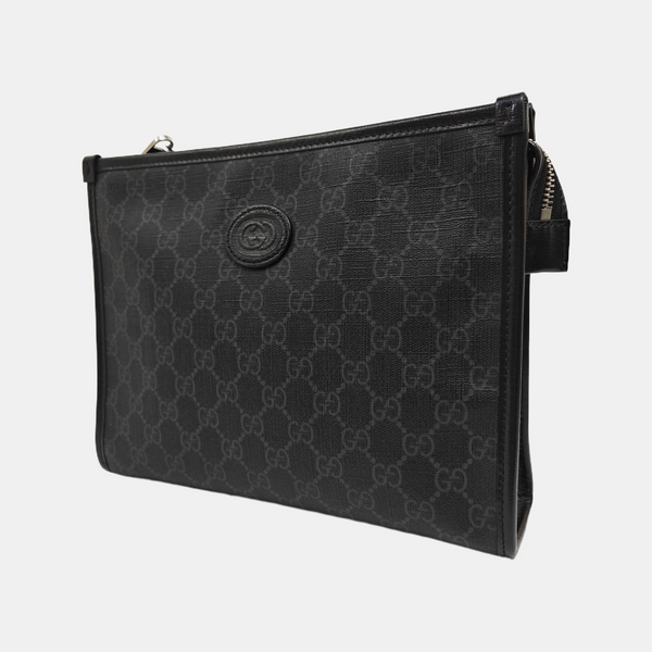 Coated Canvas Clutch Black