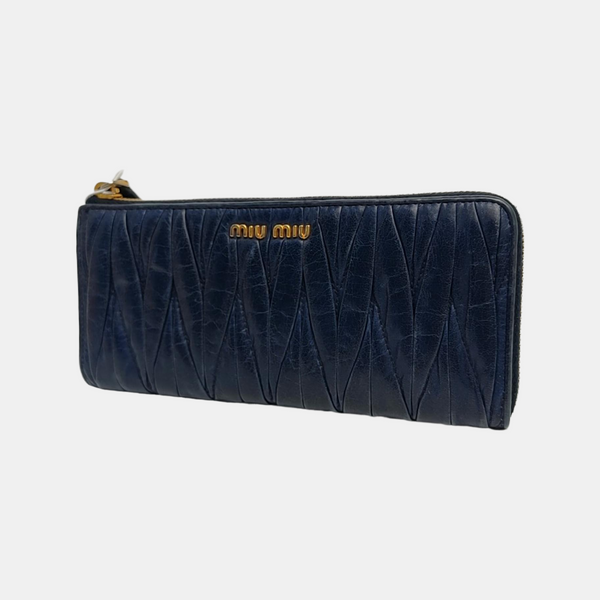 Quilted Lambskin Wallet Blue