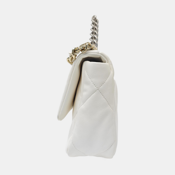 CHANEL 19 Small Quilted Lambskin White