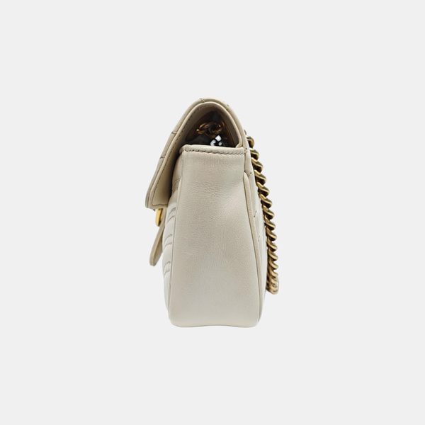GG Marmont Small Quilted Calfskin White