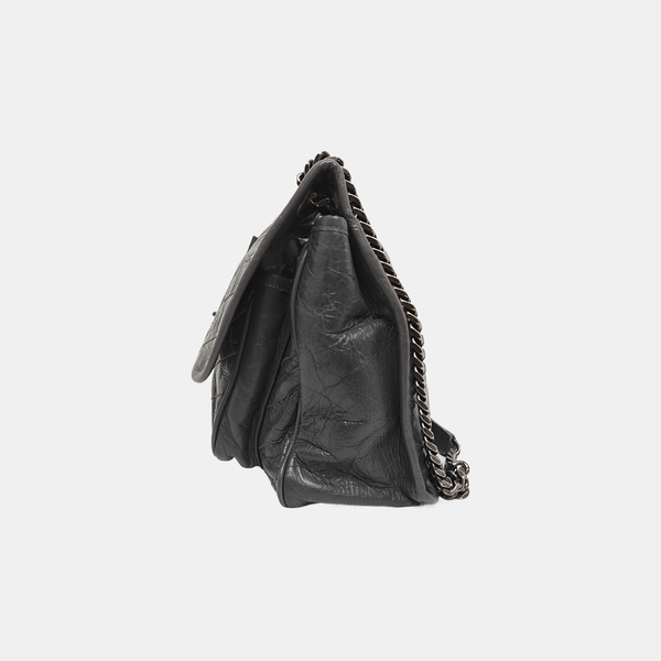 NIKI Medium Chevron Calfskin Gray