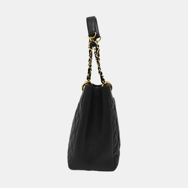 CHANEL GST Large Quilted Grained Calfskin Black