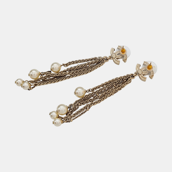 CC Logo Metal Gold Stud Earrings