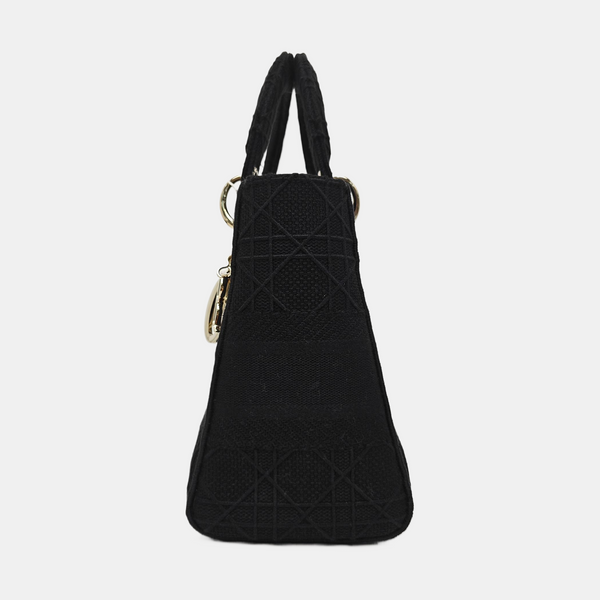 Lady D-Lite Medium Cannage Canvas Black