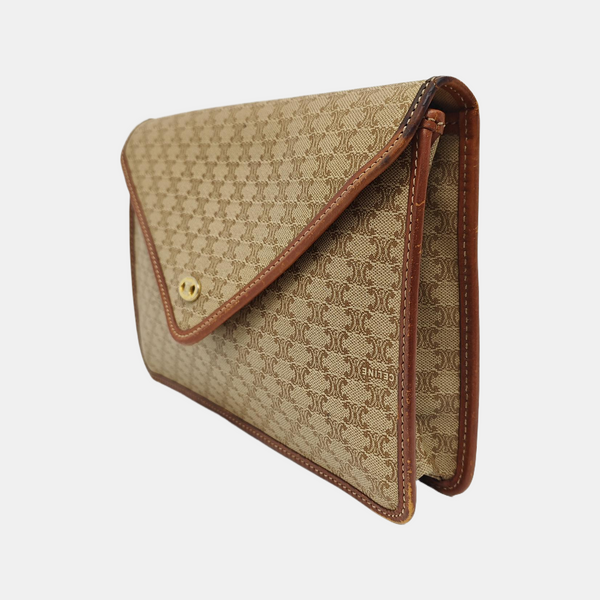 Coated Canvas Clutch Beige