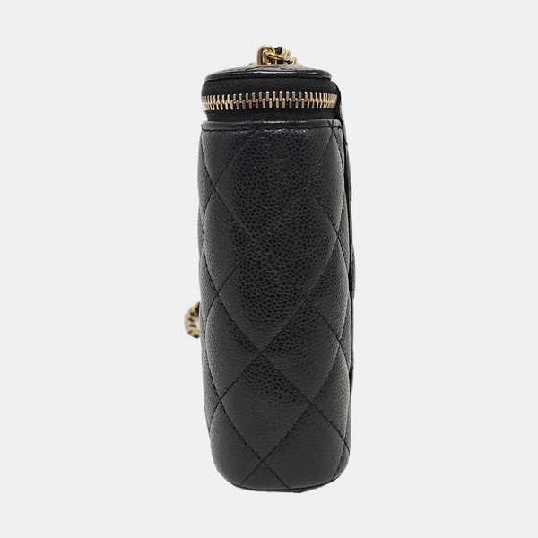 VANITY CASE Mini Quilted Grained Calfskin Black