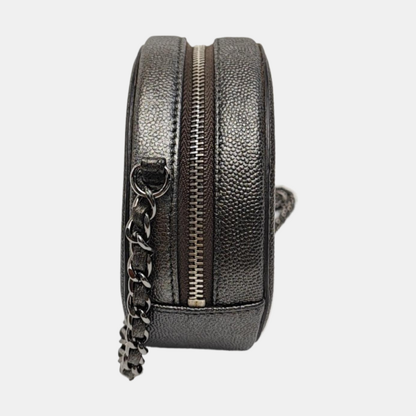 Quilted Grained Calfskin Shoulder Bag Gray