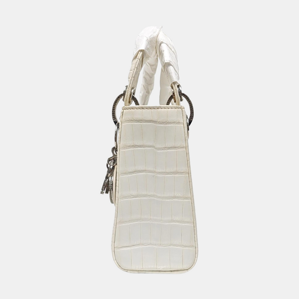 Lady Dior Mini Crocodile White