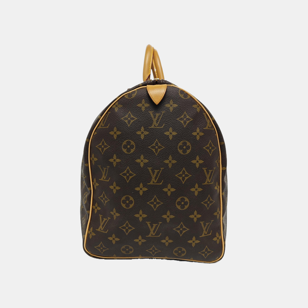 KEEPALL 50 Monogram Coated Canvas Brown