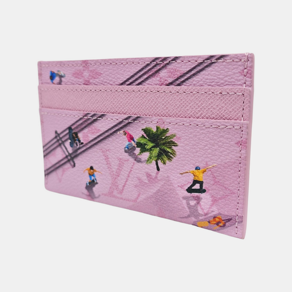 DOUBLE Monogram Coated Canvas Pink Card Holder