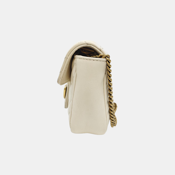 GG Marmont Mini Quilted Calfskin White