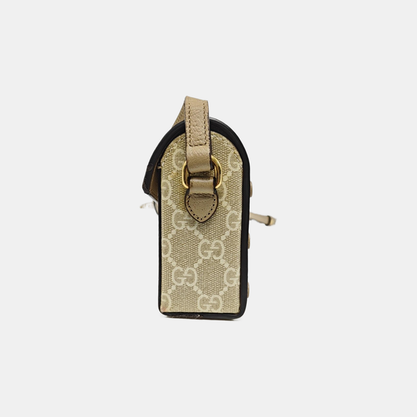 Horsebit 1955 Mini Monogram Coated Canvas Beige