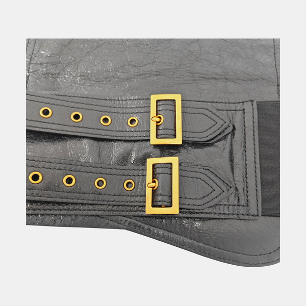Leather Waist Cincher Black