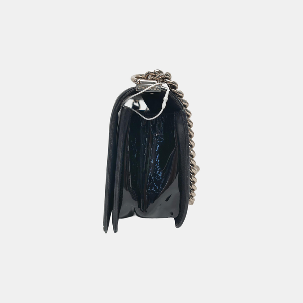 BOY CHANEL Medium Quilted Patent Leather Black