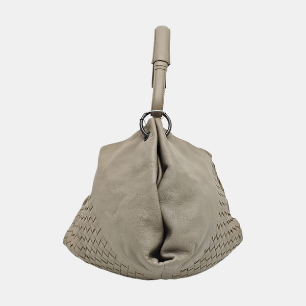 Lambskin Top Handle Bag Gray
