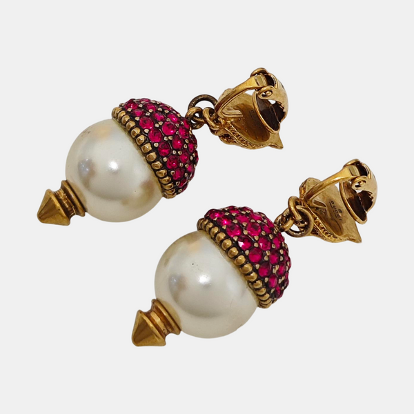 Synthetic Crystal White Clip On Earrings