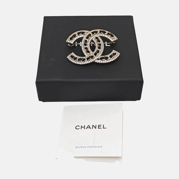 CC Logo Metal Gold Brooch