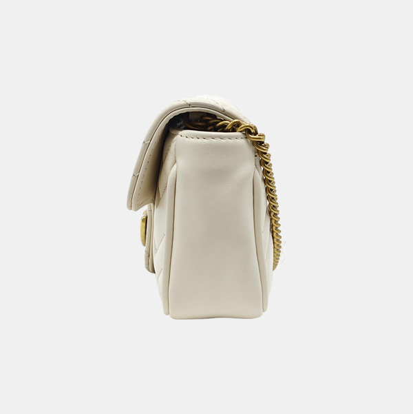 GG Marmont Mini Quilted Calfskin White