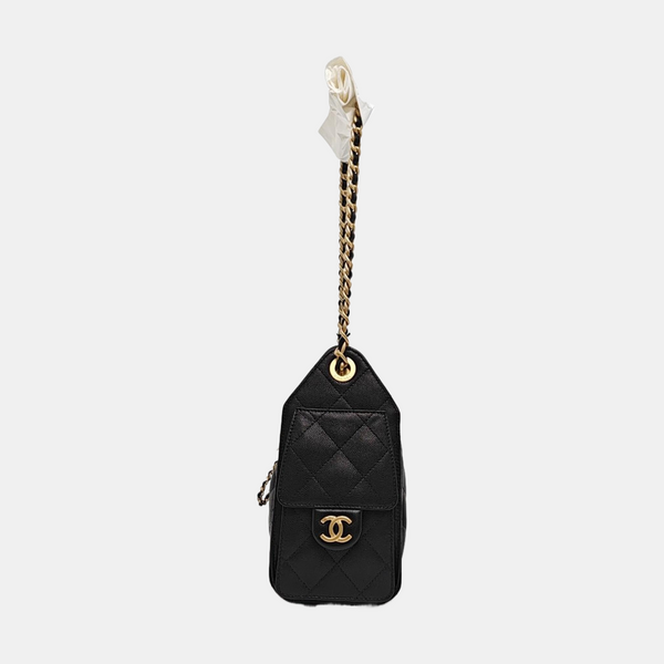 CHANEL 25 Mini Quilted Grained Calfskin Black