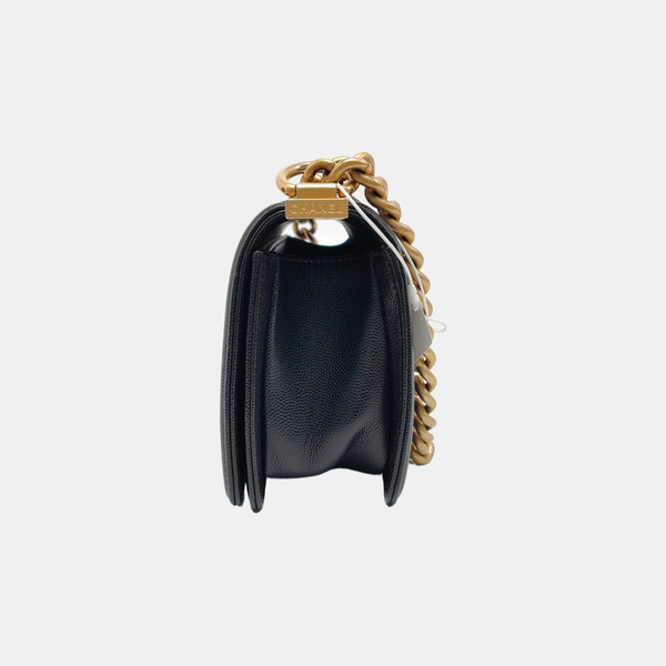 BOY CHANEL Small Quilted Grained Calfskin Black