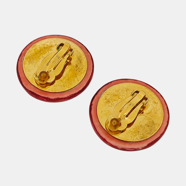 Metal Red Clip On Earrings