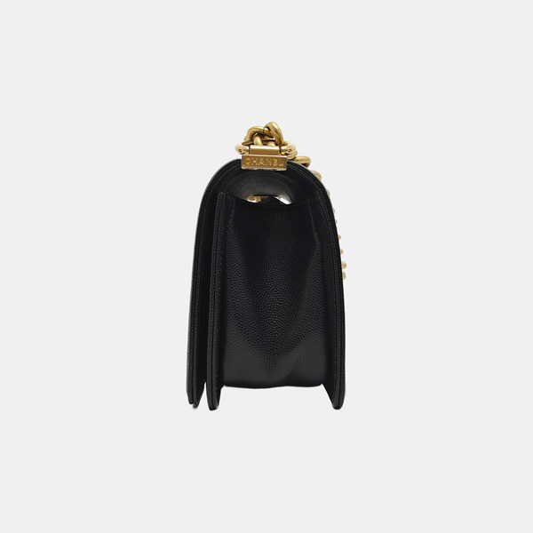 BOY CHANEL Small Quilted Grained Calfskin Black